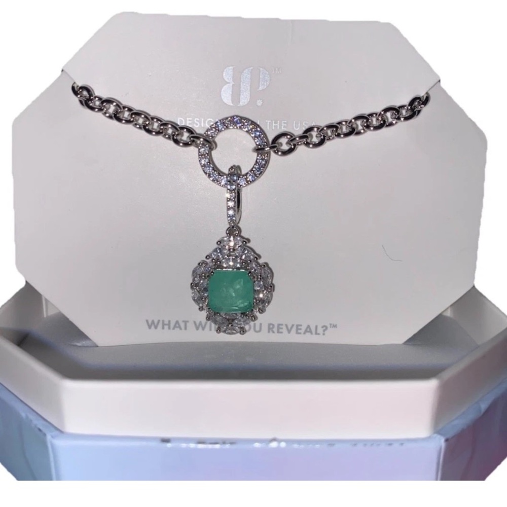 Stunning Silver and Green Gemstone Necklace